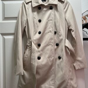 Express Beige Double-Breasted Trench Coat